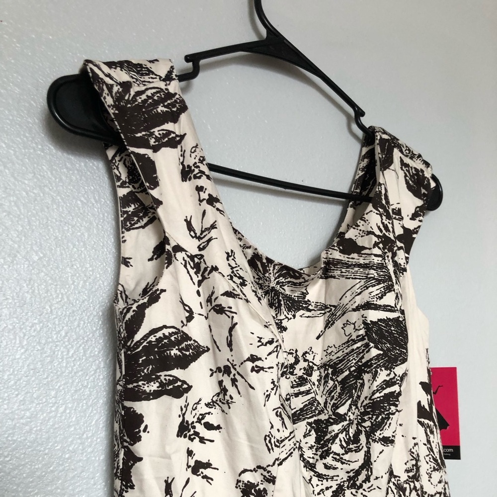 Unique Vintage Cream Rose Swing Dress
